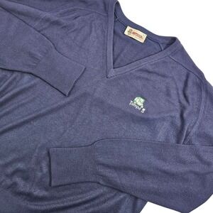 Vintage 90s Antigua Tampa‎ Golf Embroidered V-Neck Knit Sweater Mens L Made USA